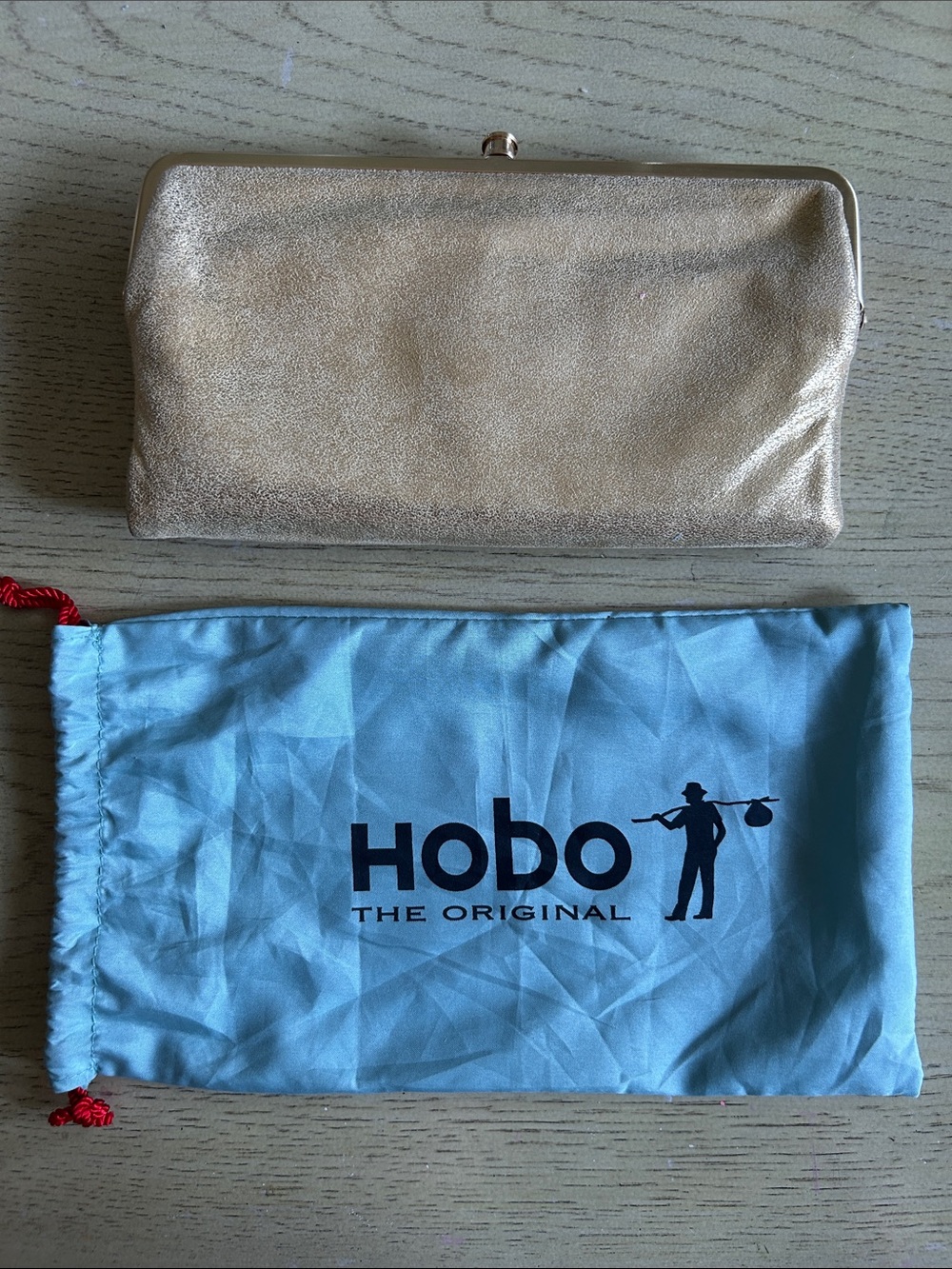 HOBO Lauren Metallic Gold Kiss-Lock Clutch Wallet